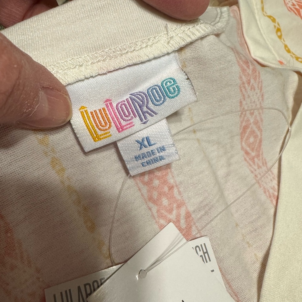 NWT, LuLaRoe Geometric Orange and Yellow Tee, XL - Picture 3 of 4